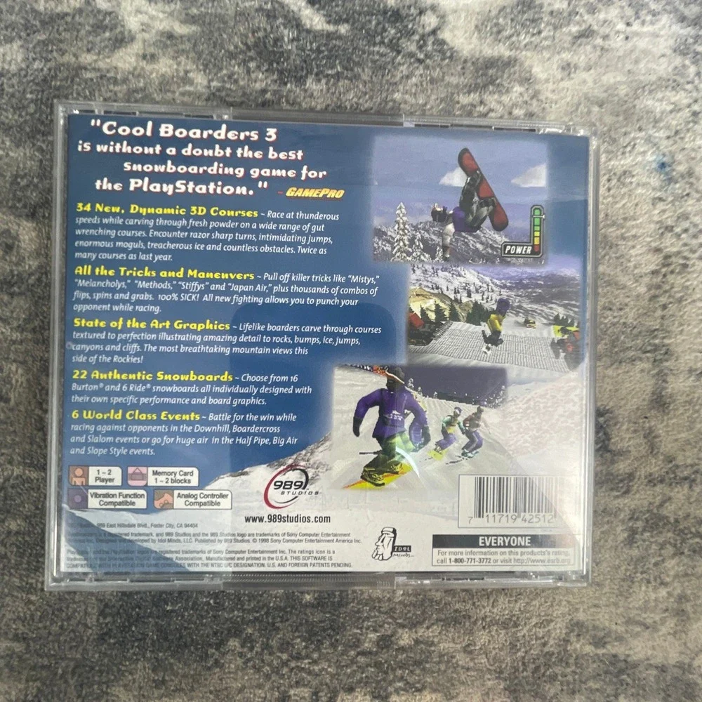 Cool Boarders 3 PlayStation PS1 Snowboarding Game 989 Studios Retro Sports 1998